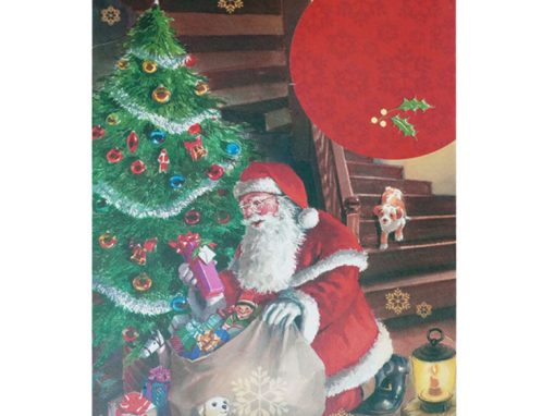 Santa Claus Packing Gifts by Tree – Grandpa