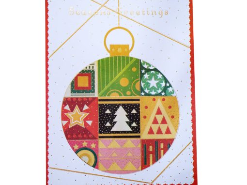 07 CBE SG –  Patchwork Geometric Christmas Ball
