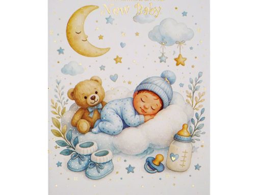 Sleeping Baby Boy and Teddy
