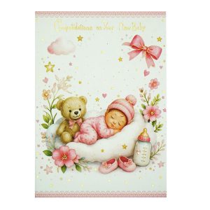 Sleeping Baby Girl and Teddy