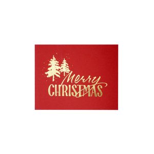 Merry Christmas tree & Lettering Red Background